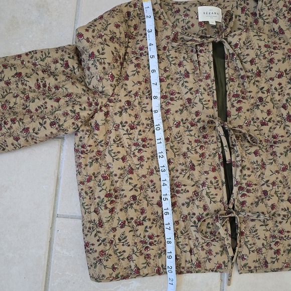 SÉZANE Paoline Tie Front Jacket In Miranda Beige Floral Print New 40/8 RARE NWOT - Picture 10 of 16